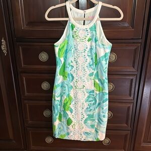 Lilly Pulitzer First Impression Poolside Blue Pearl Shift Dress Size 4